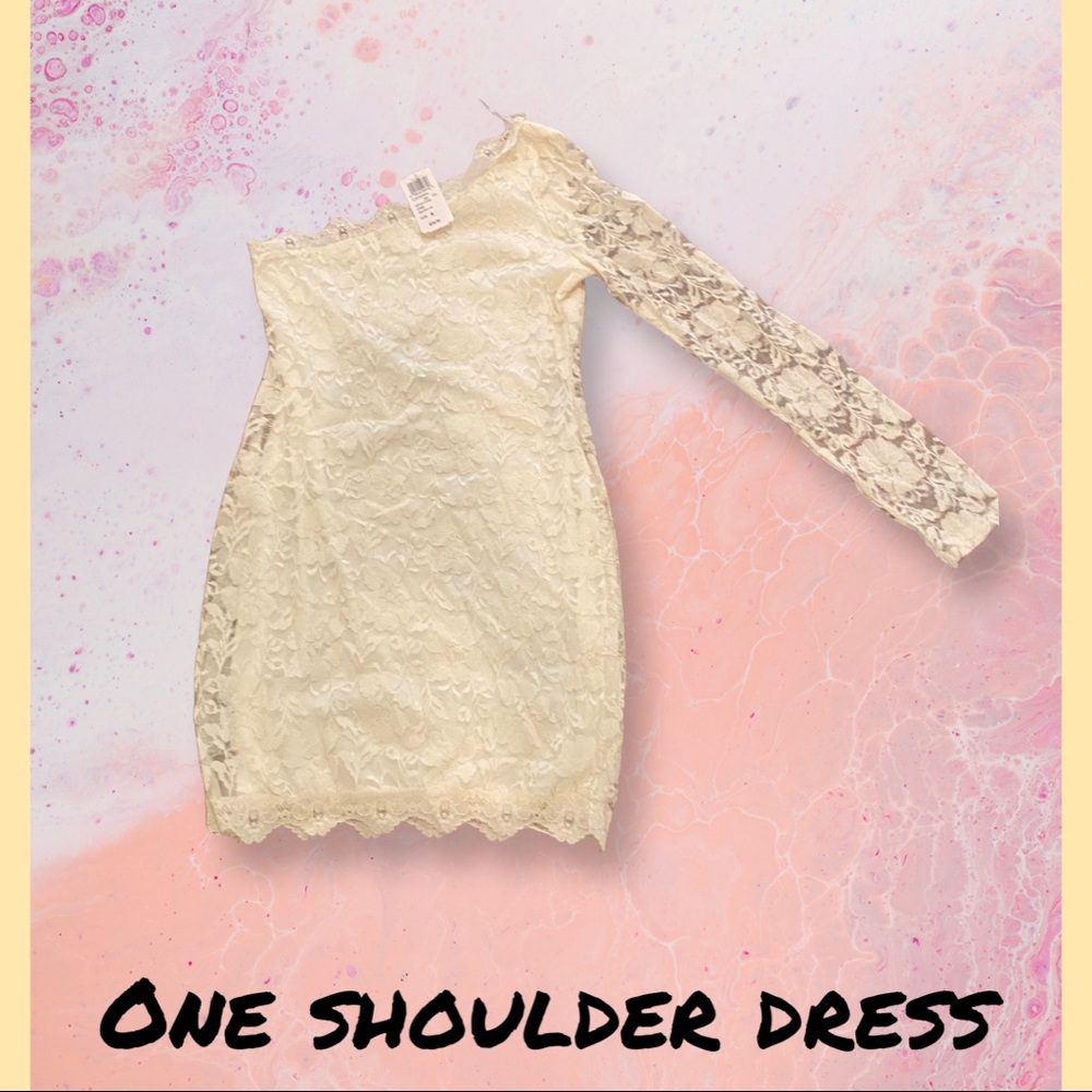 Windsor new with tags one sleeve lace cream dress in size Med